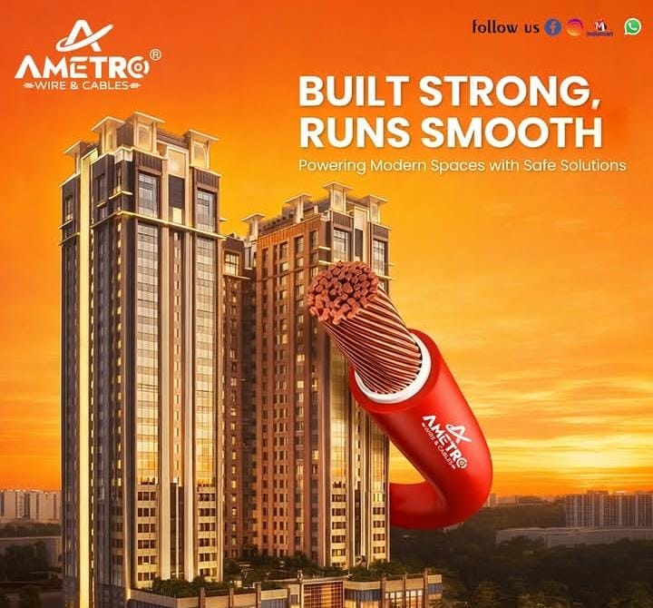 Ametro cable built strong and running smooth, powering modern residential and commercial spaces across India